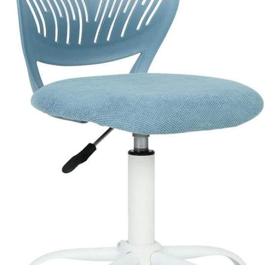 FurnitureR Writing Task Chair 360 Swivel,Low Mid PP Mesh Back Fabric Seat, Height Adjustable, Rolling Castor,W15.7”xD15.2”x H29.5-34.2",Turquoise